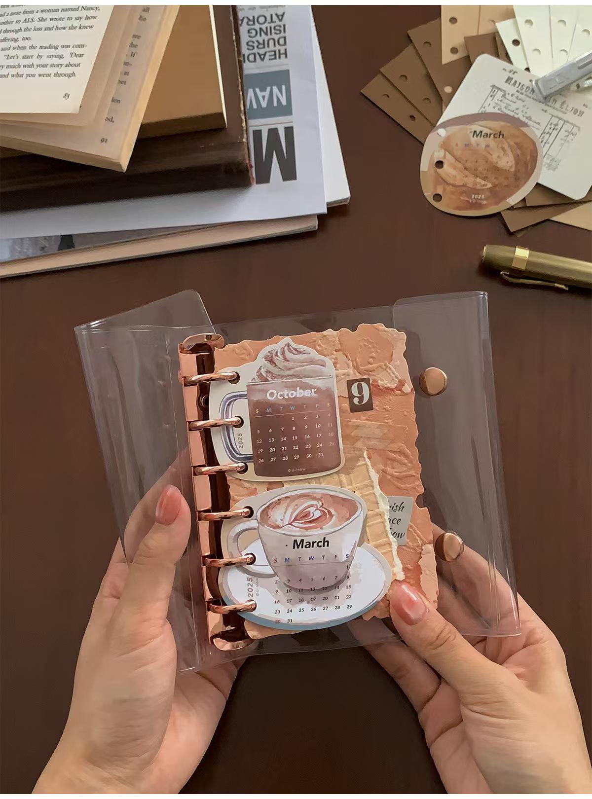2025 Mini Coffee Calendar for 6 Ring Binder | M5 A7 A6 A5 Size | Cute Planner Calendar | 2025 Calendar | Planner Accessories