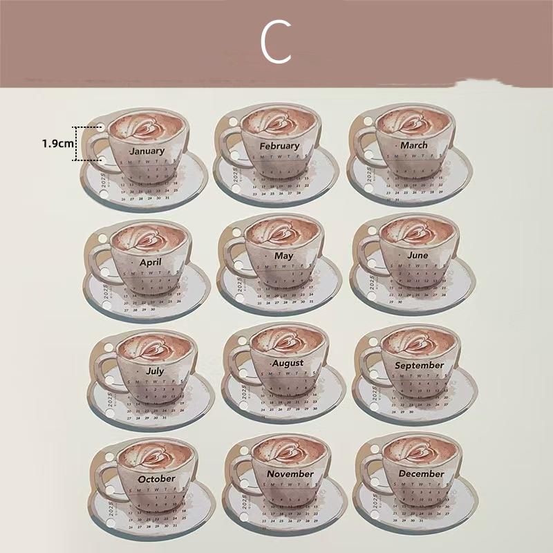 2025 Mini Coffee Calendar for 6 Ring Binder | M5 A7 A6 A5 Size | Cute Planner Calendar | 2025 Calendar | Planner Accessories