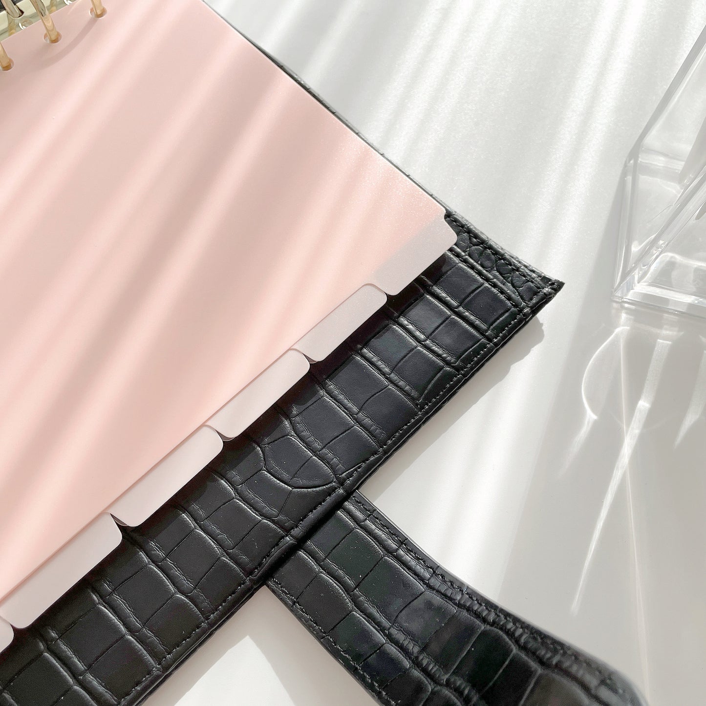Light Pink Side Tab Dividers | Plastic Planner Dividers | 6 Rings | A5 A7 Personal Pocket | Planner Divider Label Stickers