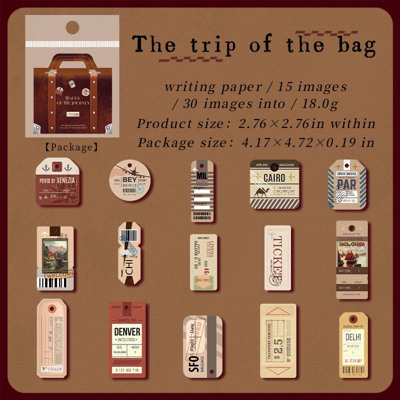 30pcs Retro Travel Label Sticker Pack | Travel Journal | Travler's Notebook | Planner Junk Journal Stickers | Scrapbooking Craft Collage