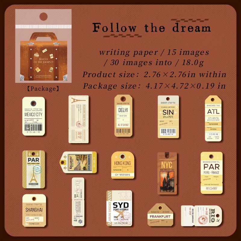 30pcs Retro Travel Label Sticker Pack | Travel Journal | Travler's Notebook | Planner Junk Journal Stickers | Scrapbooking Craft Collage
