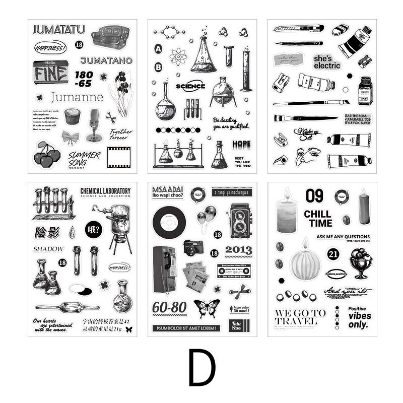 Elegant Black and White Daily Life Art Decorative Stickers | Food Coffee Wine Life Stationery Stickers | Bullet Journal Planner Accessories