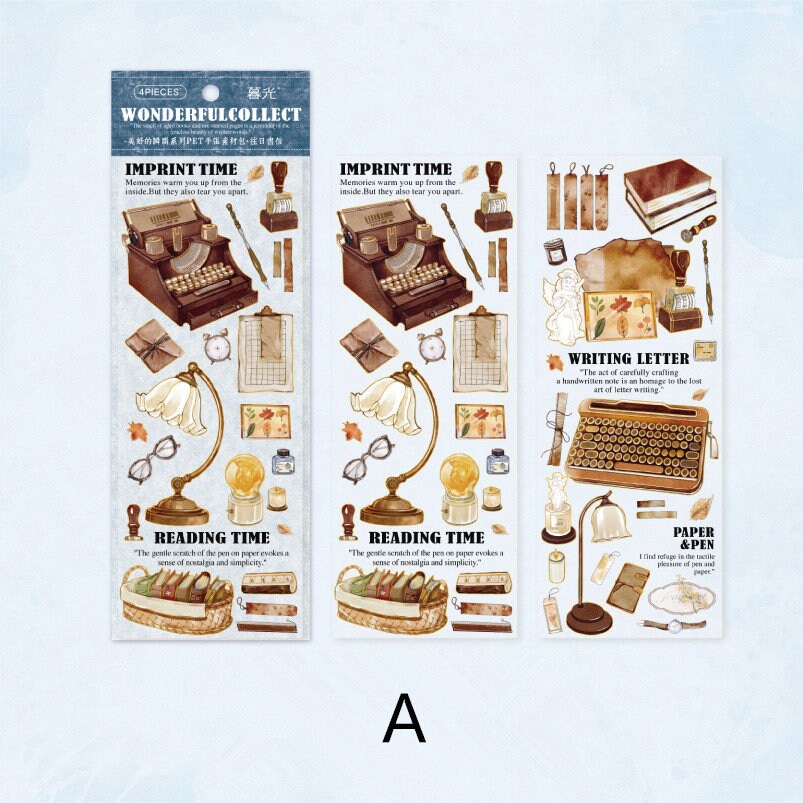 Retro Coffee Stationary Sticker Sheets | DIY Journal Decoration | Art Scrapbooking Material Planner Stationery Stickers