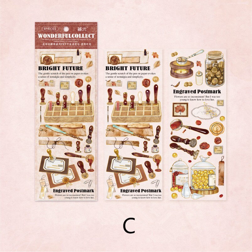 Retro Coffee Stationary Sticker Sheets | DIY Journal Decoration | Art Scrapbooking Material Planner Stationery Stickers