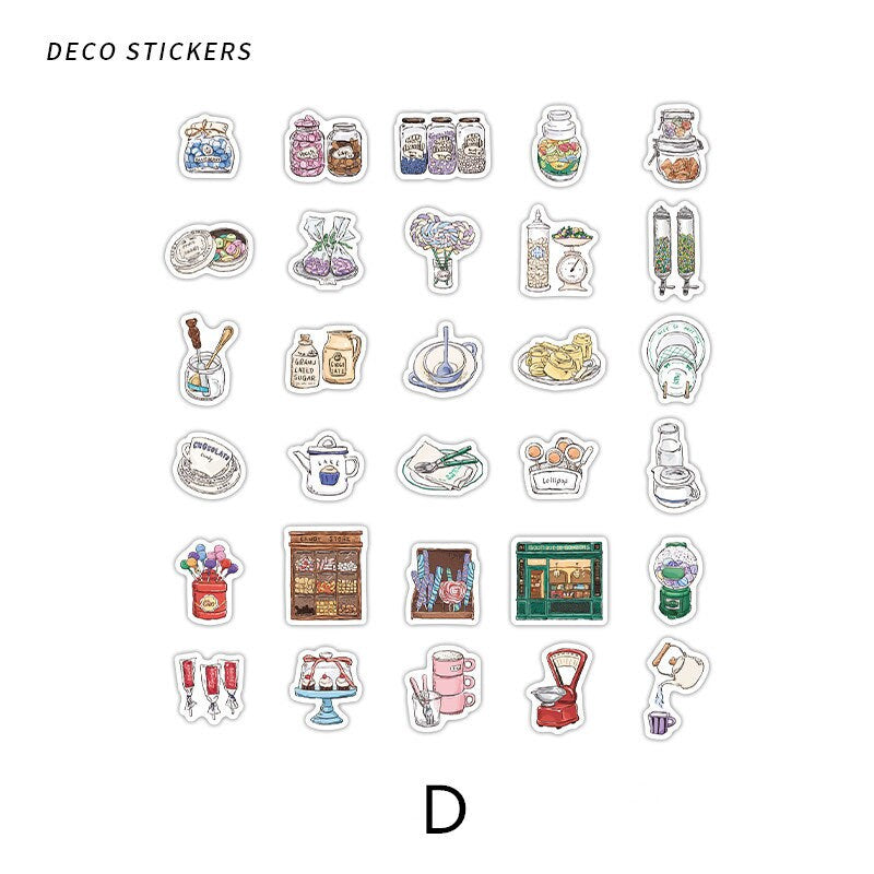 30pcs Retro Handdrawn Life Aesthetics Sticker Pack | Coffee Stickers | Planner Sticker Set | Junk Journal | Die Cut Deco Stickers