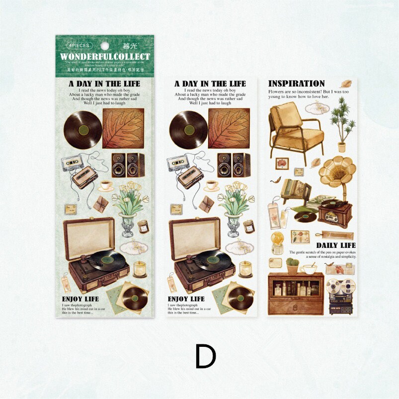 Retro Coffee Stationary Sticker Sheets | DIY Journal Decoration | Art Scrapbooking Material Planner Stationery Stickers