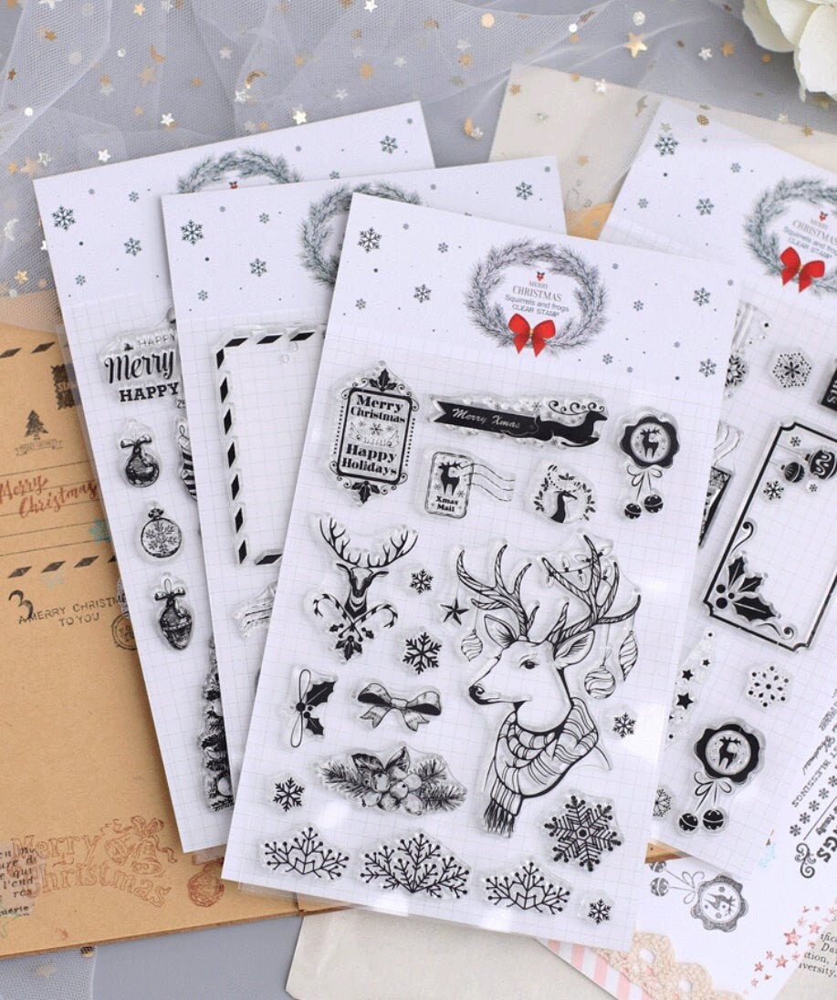 Christmas Silicone Stamp | Transparent Clear Stamp Set | Scrapbooking Stamp | Planner Stamp |