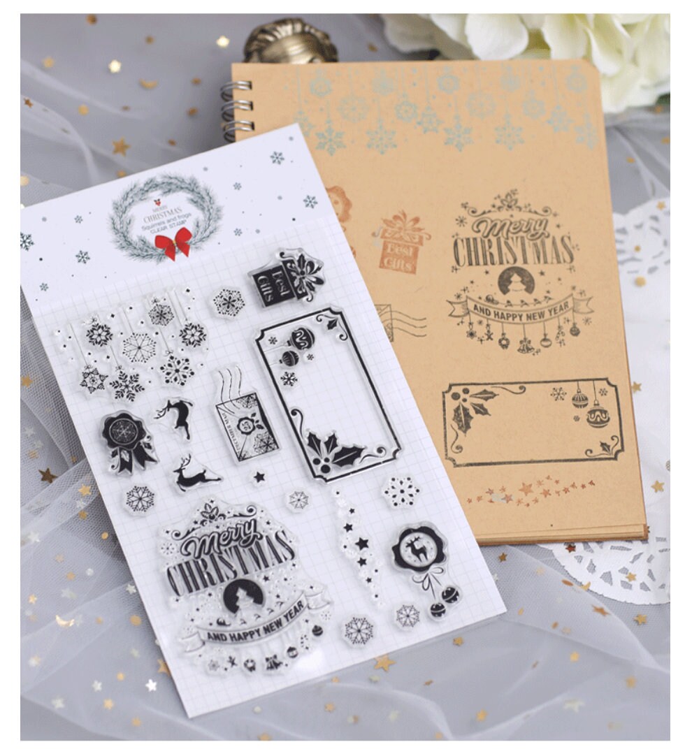 Christmas Silicone Stamp | Transparent Clear Stamp Set | Scrapbooking Stamp | Planner Stamp |