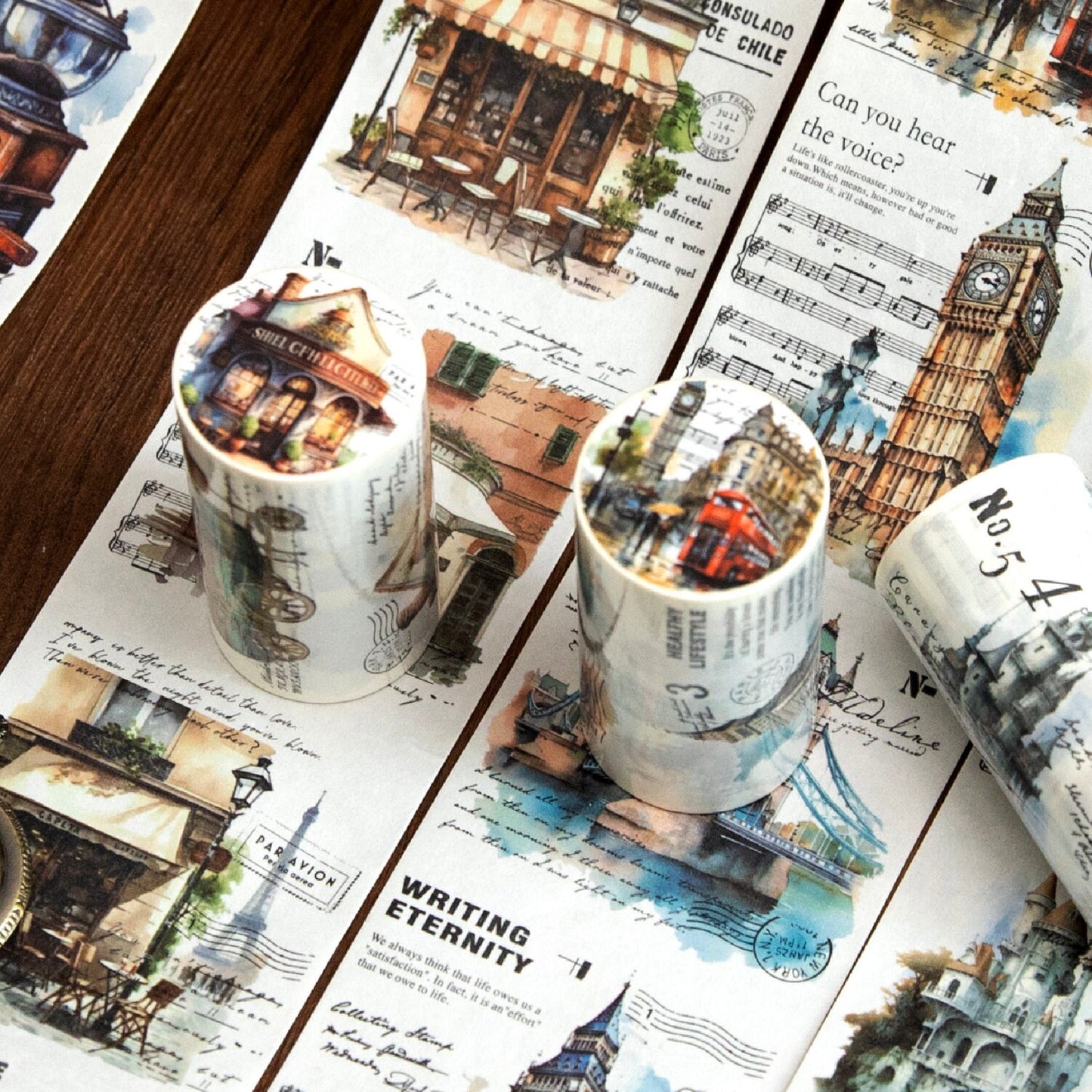 Retro Travel Life Aesthetics Coffee Washi Tape | Architecture Washi Tape | Gift Wrapping | Collage Kit Junk Journal | Gift for Girls