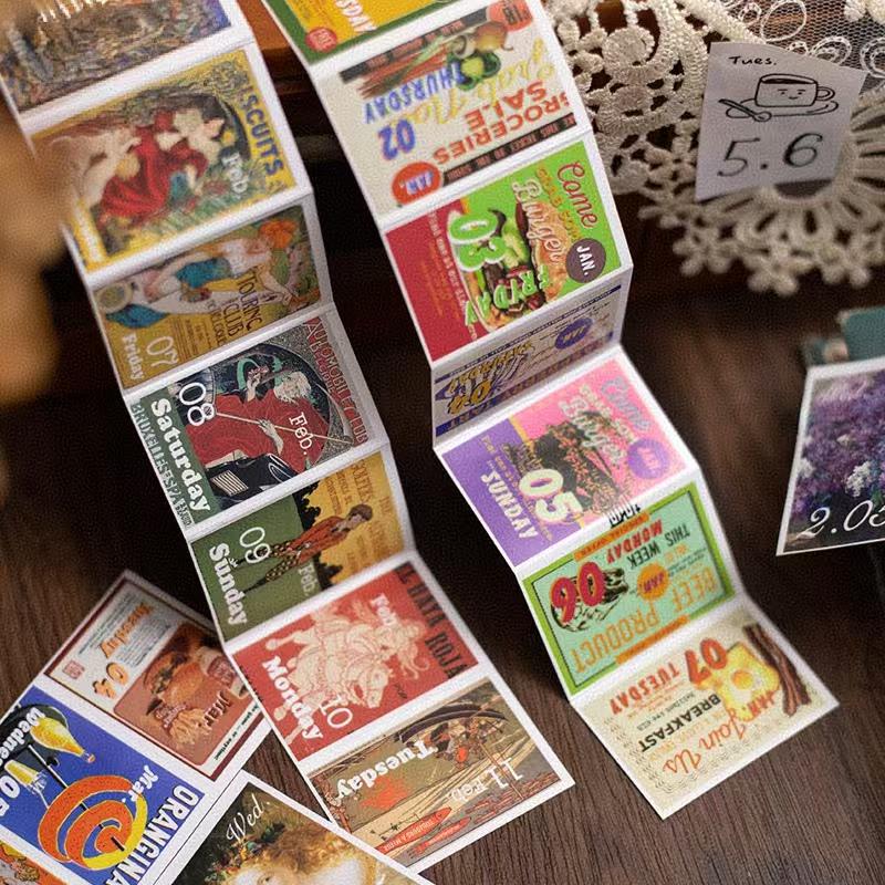 Retro 2025 Mini Calendar Sticker Set | Bullet Journal Scrapbooking Supplies Planner Accessories | Monthly Weekly Daily Date Stickers Kit