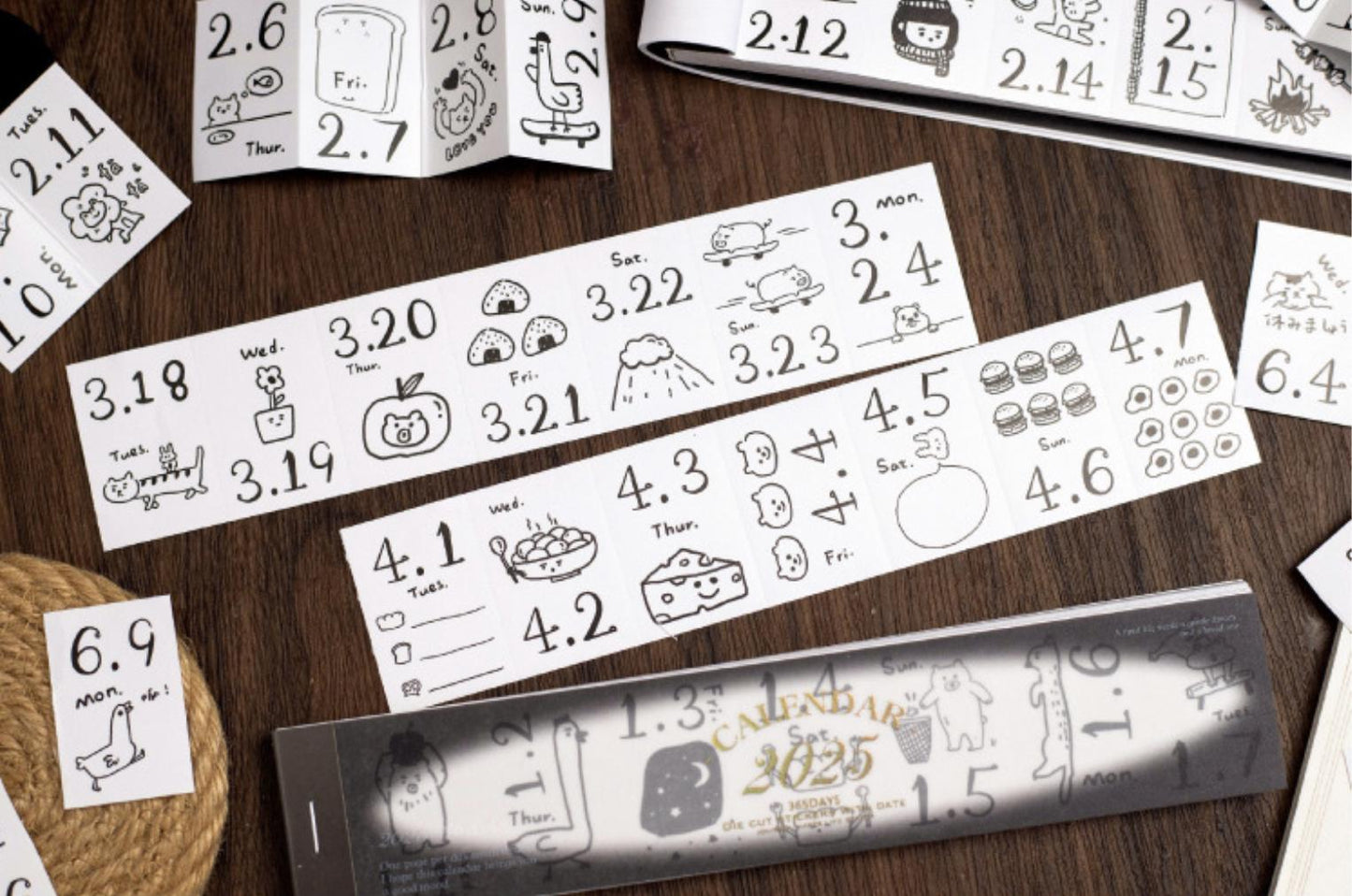 Retro 2025 Mini Calendar Sticker Set | Bullet Journal Scrapbooking Supplies Planner Accessories | Monthly Weekly Daily Date Stickers Kit