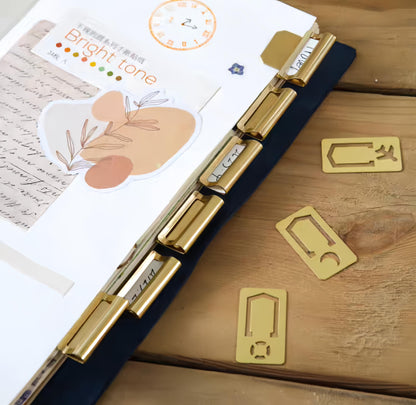 6pcs Brass Metal Index Clip | Brass Bookmark Paper Clips | Journal Notebook Planner TN Travelers Notebook Accessories