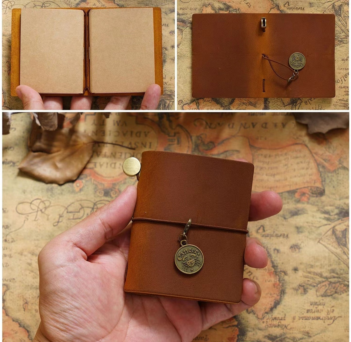 Mini 100% Genuine Leather Travel Journal TN Cover | Pocket Portable Journal Agenda Planner | Vintage Travel Journal | Gift for Her Him