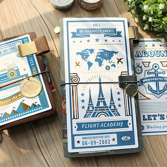 Traveler‘s Notebook Underlay with Ruler | Pencil Board | Gold Foiled Dashboards Page Marker | Standard Passport Size TN Accessories