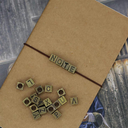 Vintage Bronze Letter A-Z Cube Loose Beads for Bracelet Necklace Pendant | Travel Journal TN Charms Accessories