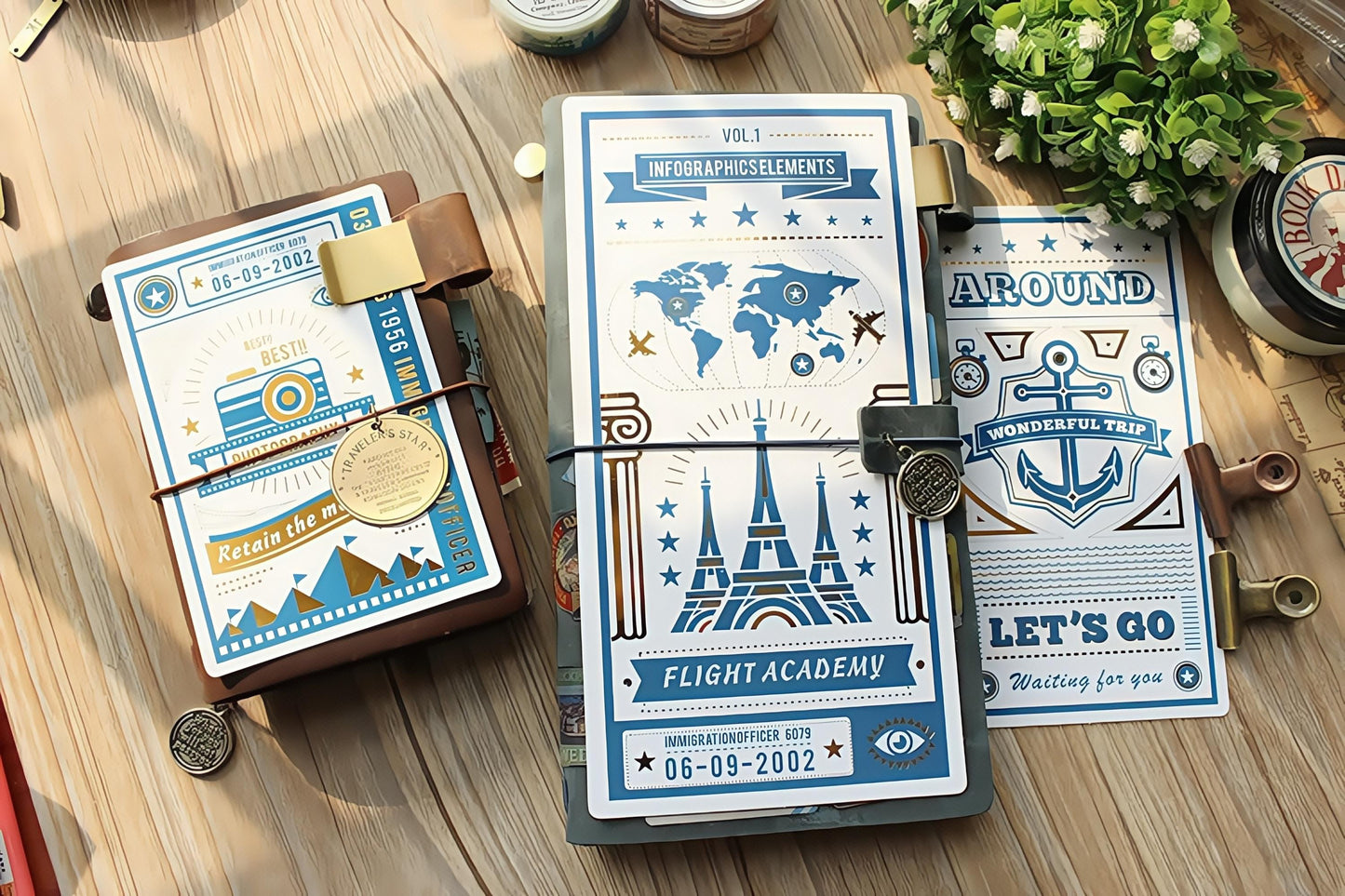 Traveler‘s Notebook Underlay with Ruler | Pencil Board | Gold Foiled Dashboards Page Marker | Standard Passport Size TN Accessories