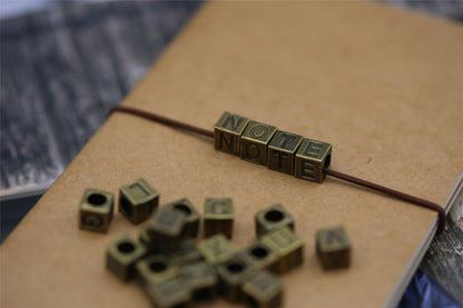 Vintage Bronze Letter A-Z Cube Loose Beads for Bracelet Necklace Pendant | Travel Journal TN Charms Accessories