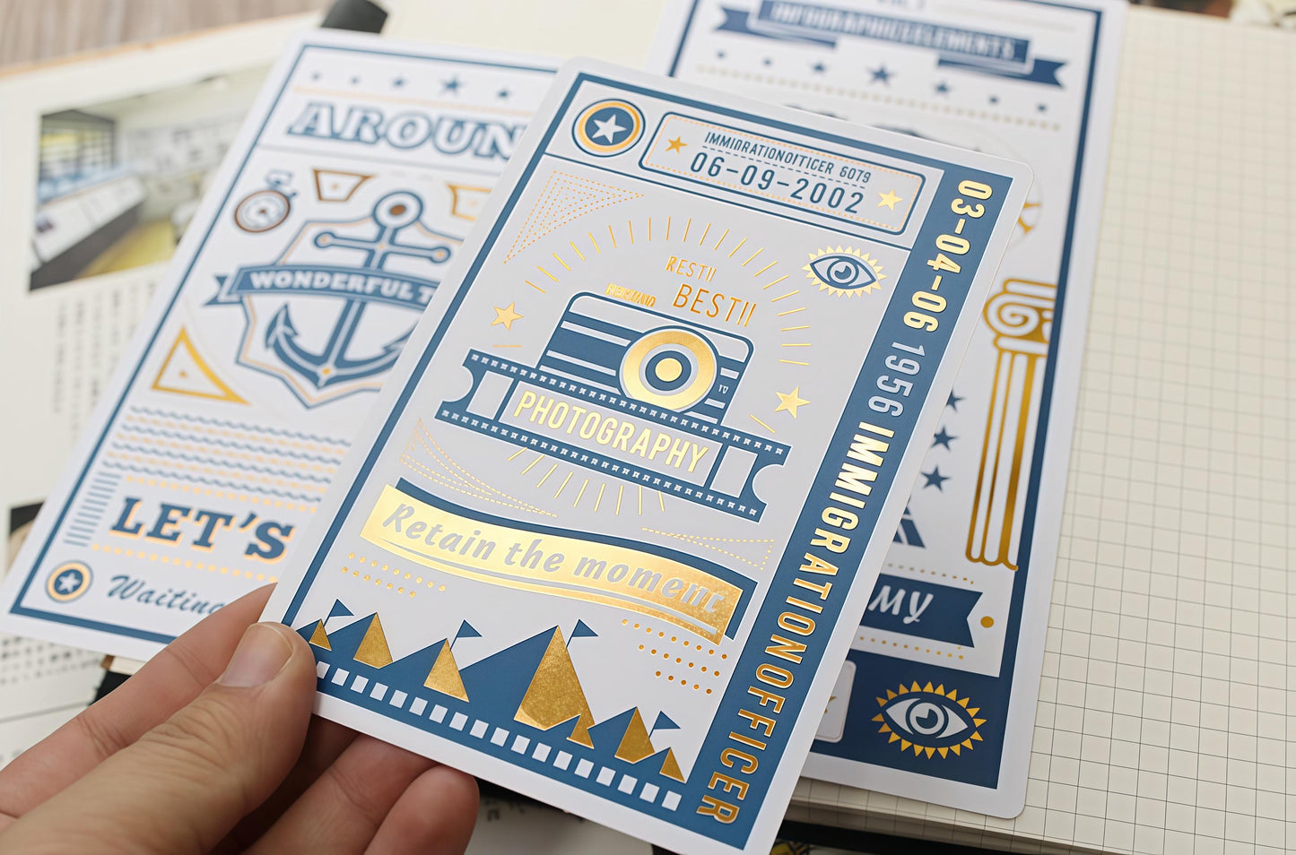 Traveler‘s Notebook Underlay with Ruler | Pencil Board | Gold Foiled Dashboards Page Marker | Standard Passport Size TN Accessories