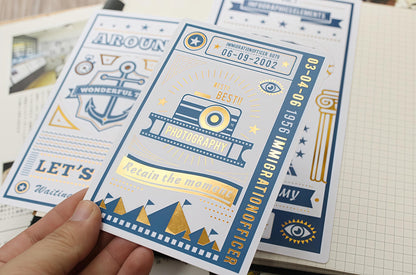 Traveler‘s Notebook Underlay with Ruler | Pencil Board | Gold Foiled Dashboards Page Marker | Standard Passport Size TN Accessories