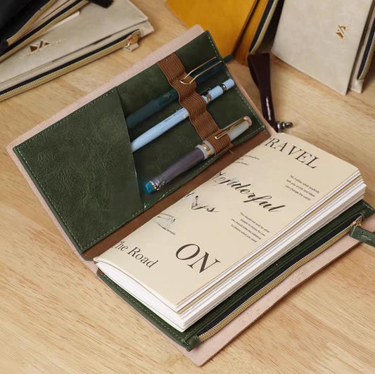Travel Journal Accessories Zipper Pocket Pen Holder | TN Standard Passport Size Organizer | Travel Journal