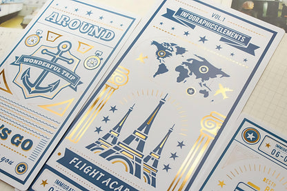 Traveler‘s Notebook Underlay with Ruler | Pencil Board | Gold Foiled Dashboards Page Marker | Standard Passport Size TN Accessories