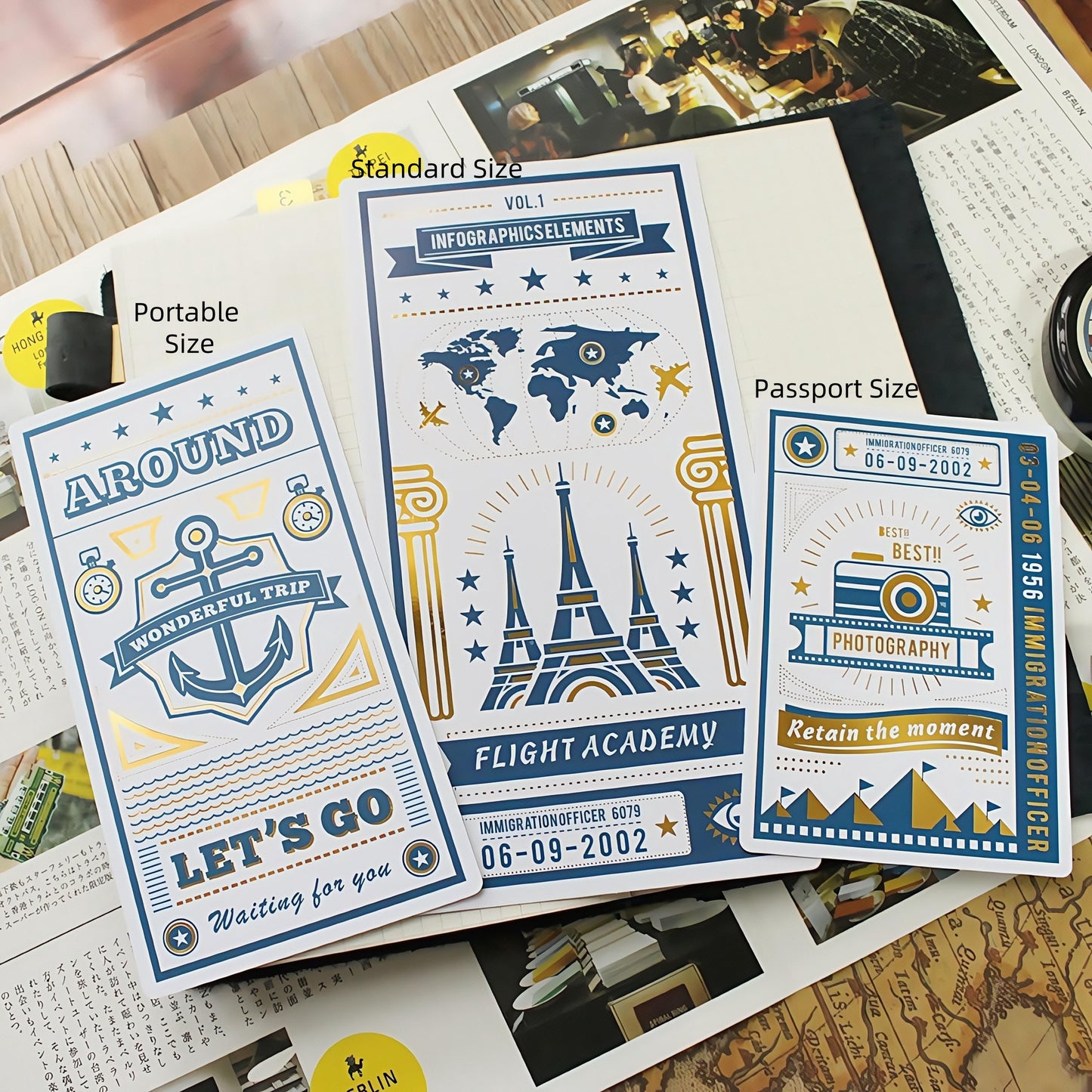 Traveler‘s Notebook Underlay with Ruler | Pencil Board | Gold Foiled Dashboards Page Marker | Standard Passport Size TN Accessories