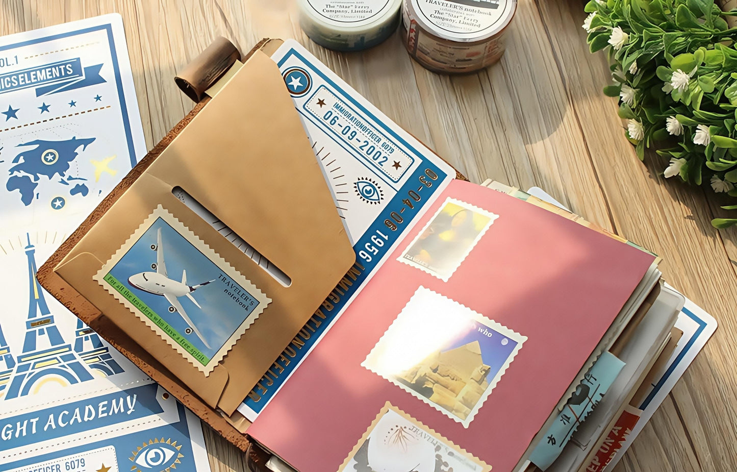 Traveler‘s Notebook Underlay with Ruler | Pencil Board | Gold Foiled Dashboards Page Marker | Standard Passport Size TN Accessories