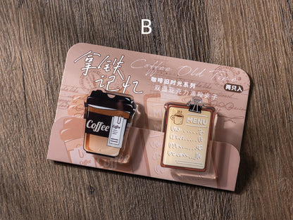 Cute Coffee Acrylic Journal Clips | Hand-drawing Strong Paper Clips | Stationery Journal Supplies Planner Accessories