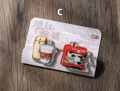 Cute Coffee Acrylic Journal Clips | Hand-drawing Strong Paper Clips | Stationery Journal Supplies Planner Accessories