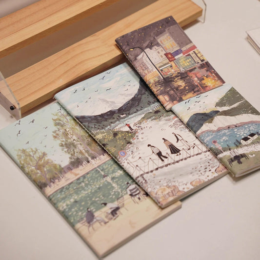 Hand-drawn Illustration Style Notebook | Travel Journal Blank Inserts Refills | Standard Passport Size | TN Accessories