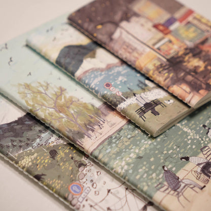 Hand-drawn Illustration Style Notebook | Travel Journal Blank Inserts Refills | Standard Passport Size | TN Accessories