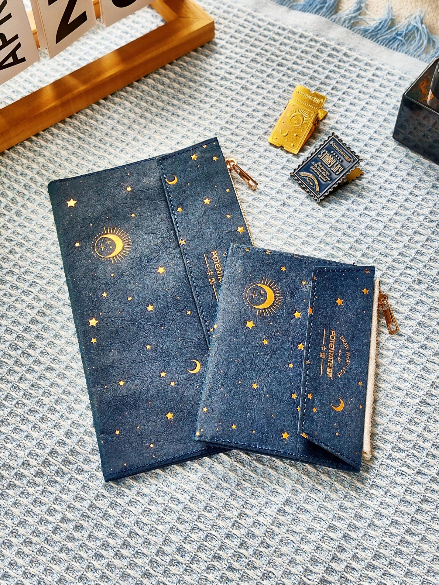 Star Moon Travel Journal Accessories | Zipper Pocket Insert Cardholder Organizer | TN Standard  Passport Size | Travel Journal