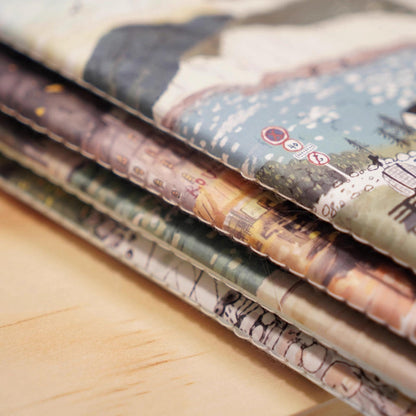 Hand-drawn Illustration Style Notebook | Travel Journal Blank Inserts Refills | Standard Passport Size | TN Accessories