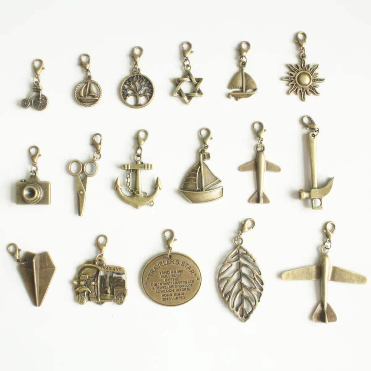 Travel Journal Vintage Charms | Midori Journal Planner Bronze Charms | Bracelet Charm Connectors | Travel Journal Accessories