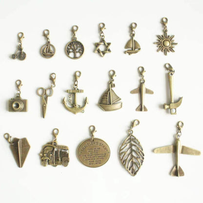 Travel Journal Vintage Charms | Midori Journal Planner Bronze Charms | Bracelet Charm Connectors | Travel Journal Accessories
