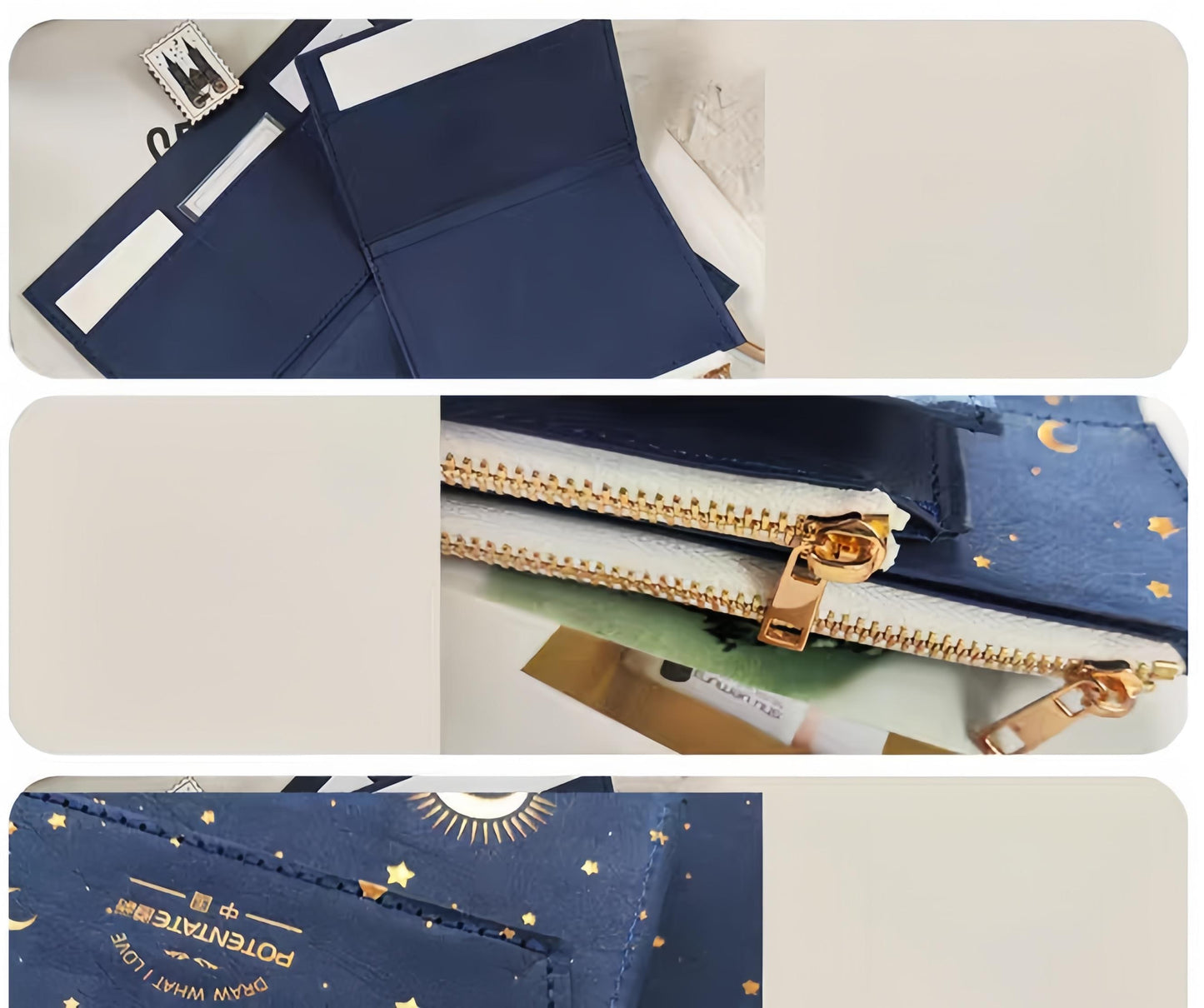 Star Moon Travel Journal Accessories | Zipper Pocket Insert Cardholder Organizer | TN Standard  Passport Size | Travel Journal