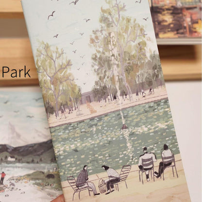 Hand-drawn Illustration Style Notebook | Travel Journal Blank Inserts Refills | Standard Passport Size | TN Accessories