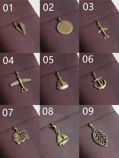 Travel Journal Vintage Charms | Midori Journal Planner Bronze Charms | Bracelet Charm Connectors | Travel Journal Accessories