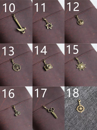 Travel Journal Vintage Charms | Midori Journal Planner Bronze Charms | Bracelet Charm Connectors | Travel Journal Accessories
