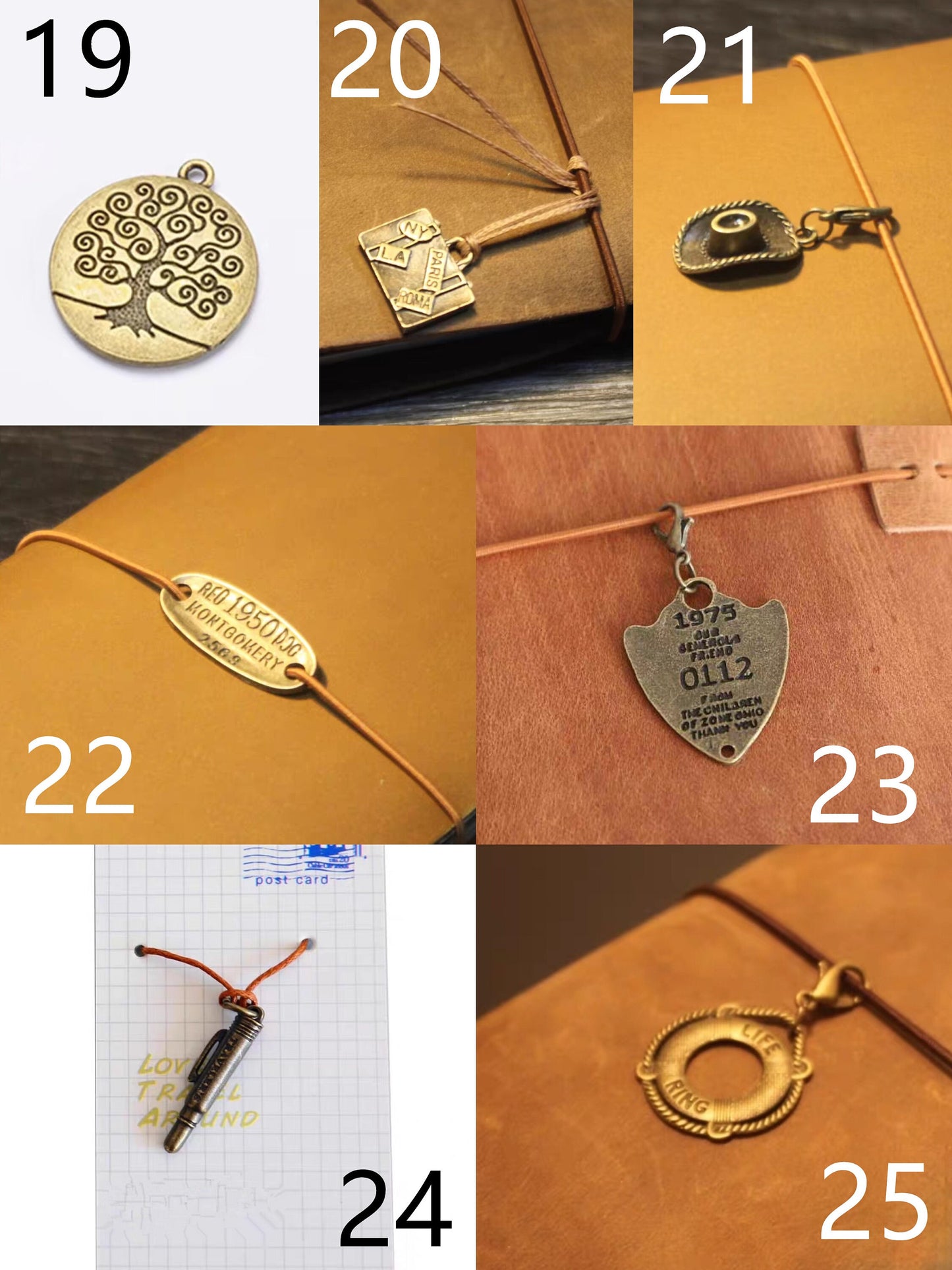 Travel Journal Vintage Charms | Midori Journal Planner Bronze Charms | Bracelet Charm Connectors | Travel Journal Accessories