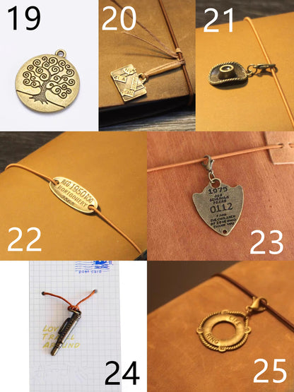 Travel Journal Vintage Charms | Midori Journal Planner Bronze Charms | Bracelet Charm Connectors | Travel Journal Accessories