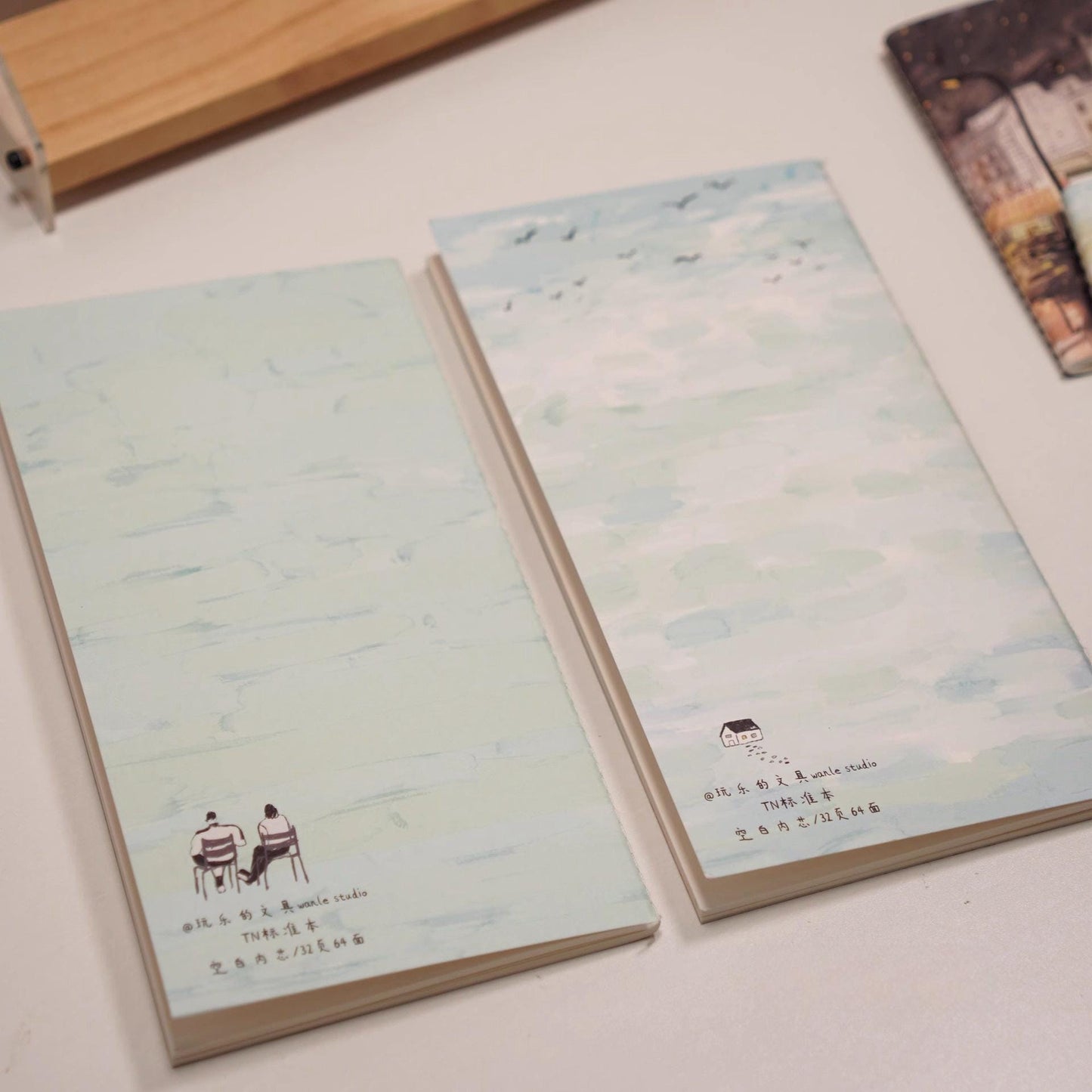 Hand-drawn Illustration Style Notebook | Travel Journal Blank Inserts Refills | Standard Passport Size | TN Accessories