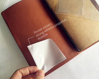 Travel Journal Sticky Pockets | Adhesive Slot Pocket CardHolder | Standard Passport Size TN | Leather Travel Journal Accessories