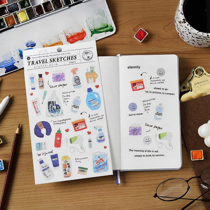 Travel Sketches Sticker /  Stickers / Planner Sticker Set / Junk Journal / Die Cut Stickers