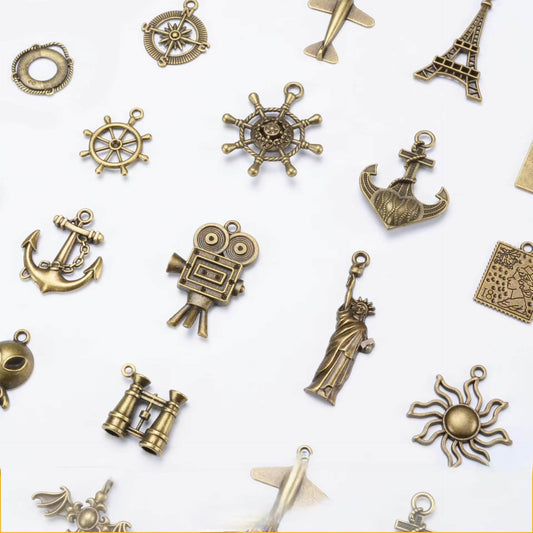 Travel Journal Vintage Charms | Midori Journal Planner Bronze Charms | Bracelet Charm Connectors | Travel Journal Accessories