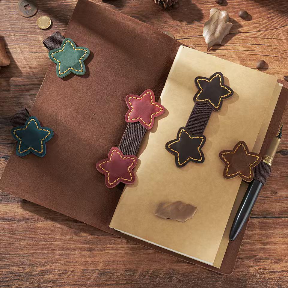 Handmade 100% Genuine Leather Magnetic Pen Holder Clip | Star Shape | Pen Loop | Pen Organizer | Magnetic Pencil Holder | Journal Accessory