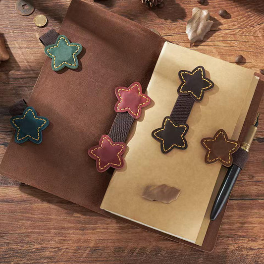 Handmade 100% Genuine Leather Magnetic Pen Holder Clip | Star Shape | Pen Loop | Pen Organizer | Magnetic Pencil Holder | Journal Accessory