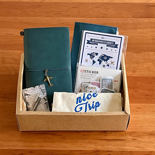 Travel Journal Bundle with Accessories | 100% Genuine Leather Standard Passport Size TN Cover | Travel Journal | Luxury Unique Gift Set