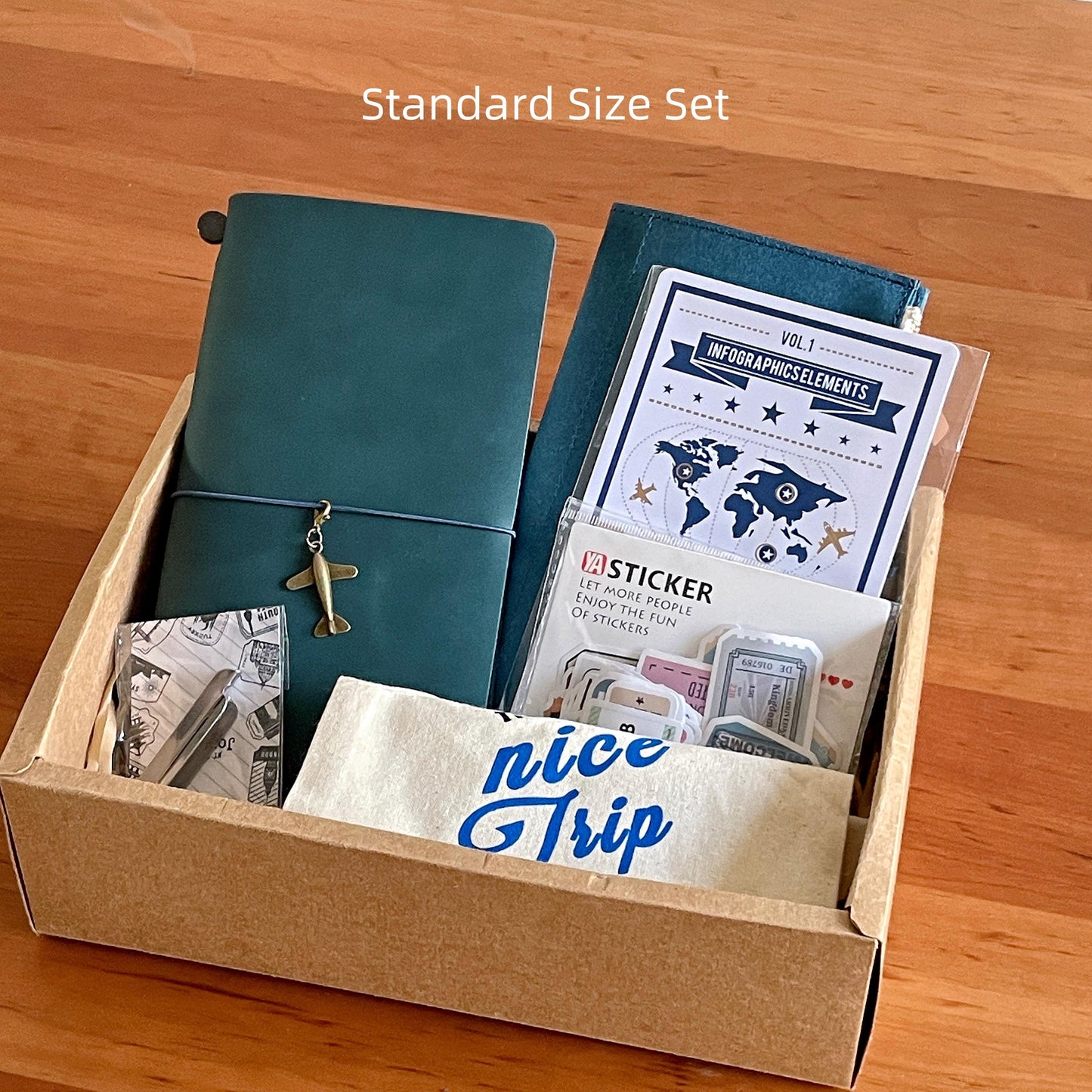 Travel Journal Bundle with Accessories | 100% Genuine Leather Standard Passport Size TN Cover | Travel Journal | Luxury Unique Gift Set