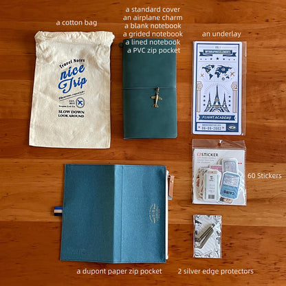 Travel Journal Bundle with Accessories | 100% Genuine Leather Standard Passport Size TN Cover | Travel Journal | Luxury Unique Gift Set